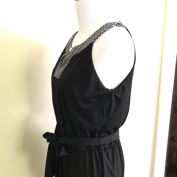 WHBM Tie-Belt Halter Dress B&W Detailing Sz S - Picture 6 of 8